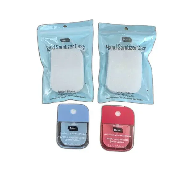 2 Bpure Hand Sanitizers and Cases - Blueberry & Cherry - Glitter Cases
